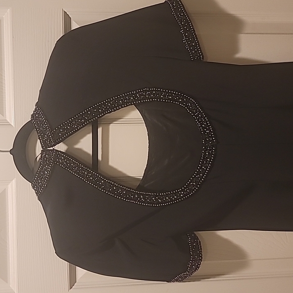 Vintage Black Tie Oleg Cassini Black  Beaded Sequin  Deco Dress - Picture 5 of 11